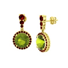 Lavinya Küpe - Peridot ve garnet 925 ayar altın kaplama gümüş küpe #4n6oxs