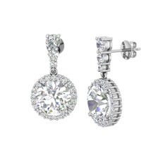 Beyaz zirkon ve swarovski 8 ayar beyaz altın küpe