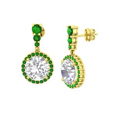 Lavinya Küpe - Swarovski ve yeşil kuvars 18 ayar altın küpe #5i96bd