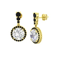 Swarovski ve siyah zirkon 14 ayar altın küpe