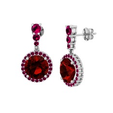 Lavinya Küpe - Garnet ve rodolit garnet 925 ayar gümüş küpe #9r05