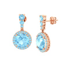 Akuamarin 18 ayar rose altın küpe