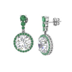 Swarovski ve kök zümrüt 8 ayar beyaz altın küpe
