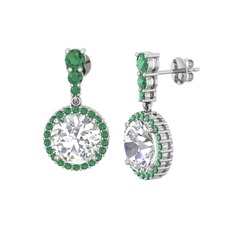 Lavinya Küpe - Swarovski ve kök zümrüt 8 ayar beyaz altın küpe #ajeaga