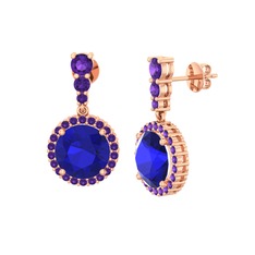 Lavinya Küpe - Lab safir ve ametist 18 ayar rose altın küpe #bl7i7q