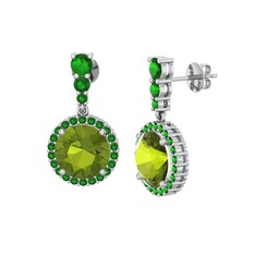 Lavinya Küpe - Peridot ve yeşil kuvars 8 ayar beyaz altın küpe #bt1ba8