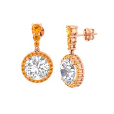 Lavinya Küpe - Swarovski ve sitrin 18 ayar rose altın küpe #bxyyrk