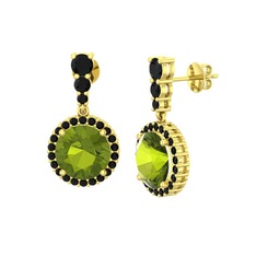 Peridot ve siyah zirkon 8 ayar altın küpe