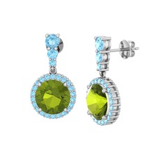 Lavinya Küpe - Peridot ve akuamarin 8 ayar beyaz altın küpe #gmpm3d