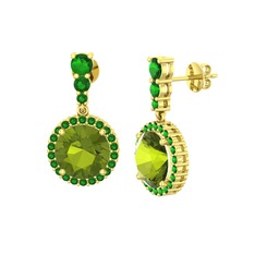 Lavinya Küpe - Peridot ve yeşil kuvars 14 ayar altın küpe #h0c3kj