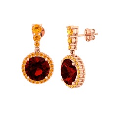 Lavinya Küpe - Garnet ve sitrin 14 ayar rose altın küpe #iibn4g