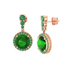 Lavinya Küpe - Yeşil kuvars ve kök zümrüt 18 ayar rose altın küpe #jini6d