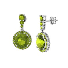 Peridot 14 ayar beyaz altın küpe