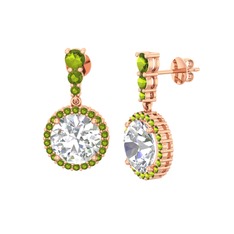 Lavinya Küpe - Beyaz zirkon ve peridot 18 ayar rose altın küpe #kwqdse