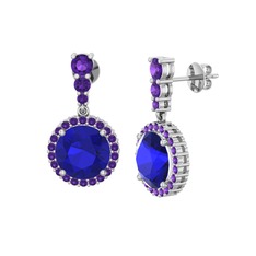 Lab safir ve ametist 8 ayar beyaz altın küpe