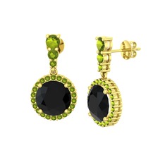 Siyah zirkon ve peridot 18 ayar altın küpe