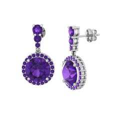 Lavinya Küpe - Ametist 18 ayar beyaz altın küpe #mhnyp0