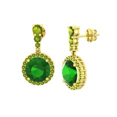 Lavinya Küpe - Yeşil kuvars ve peridot 18 ayar altın küpe #n3622k