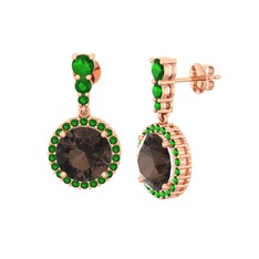 Lavinya Küpe - Dumanlı kuvars ve yeşil kuvars 8 ayar rose altın küpe #ny3esh