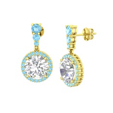 Lavinya Küpe - Swarovski ve akuamarin 18 ayar altın küpe #qe3pc