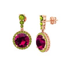 Lavinya Küpe - Rodolit garnet ve peridot 925 ayar rose altın kaplama gümüş küpe #qm9ofb