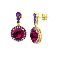 Lavinya Küpe - Rodolit garnet ve ametist 18 ayar altın küpe #rksyz0