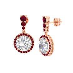 Swarovski ve kök yakut 14 ayar rose altın küpe