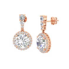 Beyaz zirkon ve swarovski 8 ayar rose altın küpe