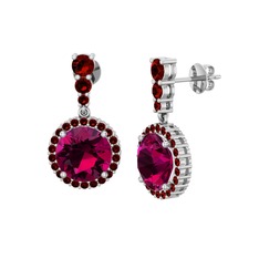 Lavinya Küpe - Rodolit garnet ve garnet 8 ayar beyaz altın küpe #ssztt2