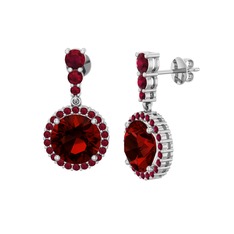Lavinya Küpe - Garnet ve kök yakut 8 ayar beyaz altın küpe #txb9td