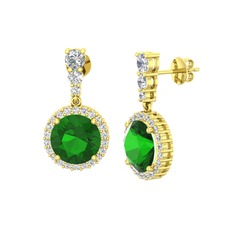 Lavinya Küpe - Yeşil kuvars ve swarovski 8 ayar altın küpe #v8f3fz