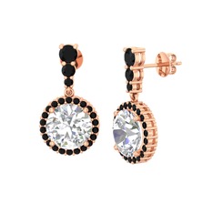 Lavinya Küpe - Swarovski ve siyah zirkon 18 ayar rose altın küpe #vahs33