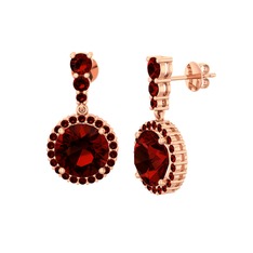 Garnet 18 ayar rose altın küpe