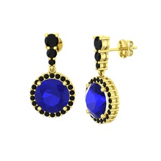 Lavinya Küpe - Lab safir ve siyah zirkon 925 ayar altın kaplama gümüş küpe #waek6i