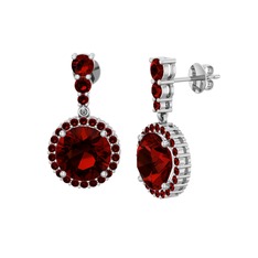 Lavinya Küpe - Garnet 14 ayar beyaz altın küpe #wqos96
