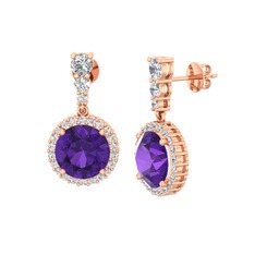 Ametist ve swarovski 18 ayar rose altın küpe