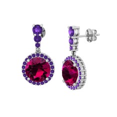 Lavinya Küpe - Rodolit garnet ve ametist 925 ayar gümüş küpe #xzltu5