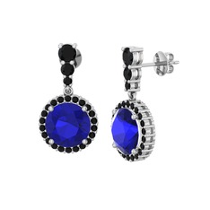 Lavinya Küpe - Lab safir ve siyah zirkon 8 ayar beyaz altın küpe #yxp4e9