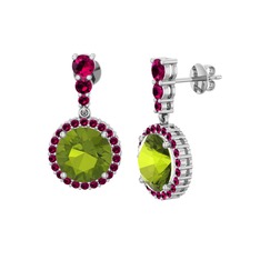 Lavinya Küpe - Peridot ve rodolit garnet 18 ayar beyaz altın küpe #zjmgse