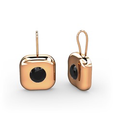 Moria Tektaş Kupe - Siyah zirkon 925 ayar rose altın kaplama gümüş küpe #1avfwto