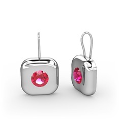 Moria Tektaş Kupe - Rodolit garnet 18 ayar beyaz altın küpe #1i7ctzw