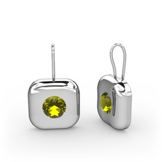 Peridot 14 ayar beyaz altın küpe