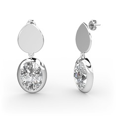 Swarovski 18 ayar beyaz altın küpe