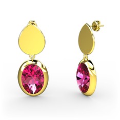 Rodolit garnet 18 ayar altın küpe