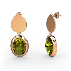 Peridot 925 ayar rose altın kaplama gümüş küpe