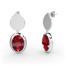Garnet 8 ayar beyaz altın küpe