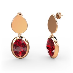 Seyra Küpe - Garnet 14 ayar rose altın küpe #yrbuo3