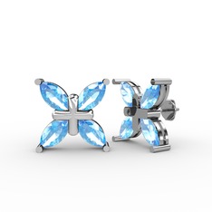 Dört Taşlı Rüzgar Küpe - Akuamarin 925 ayar gümüş küpe #12p22c5