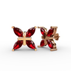 Garnet 8 ayar rose altın küpe