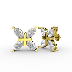 Beyaz zirkon ve swarovski 18 ayar altın küpe
